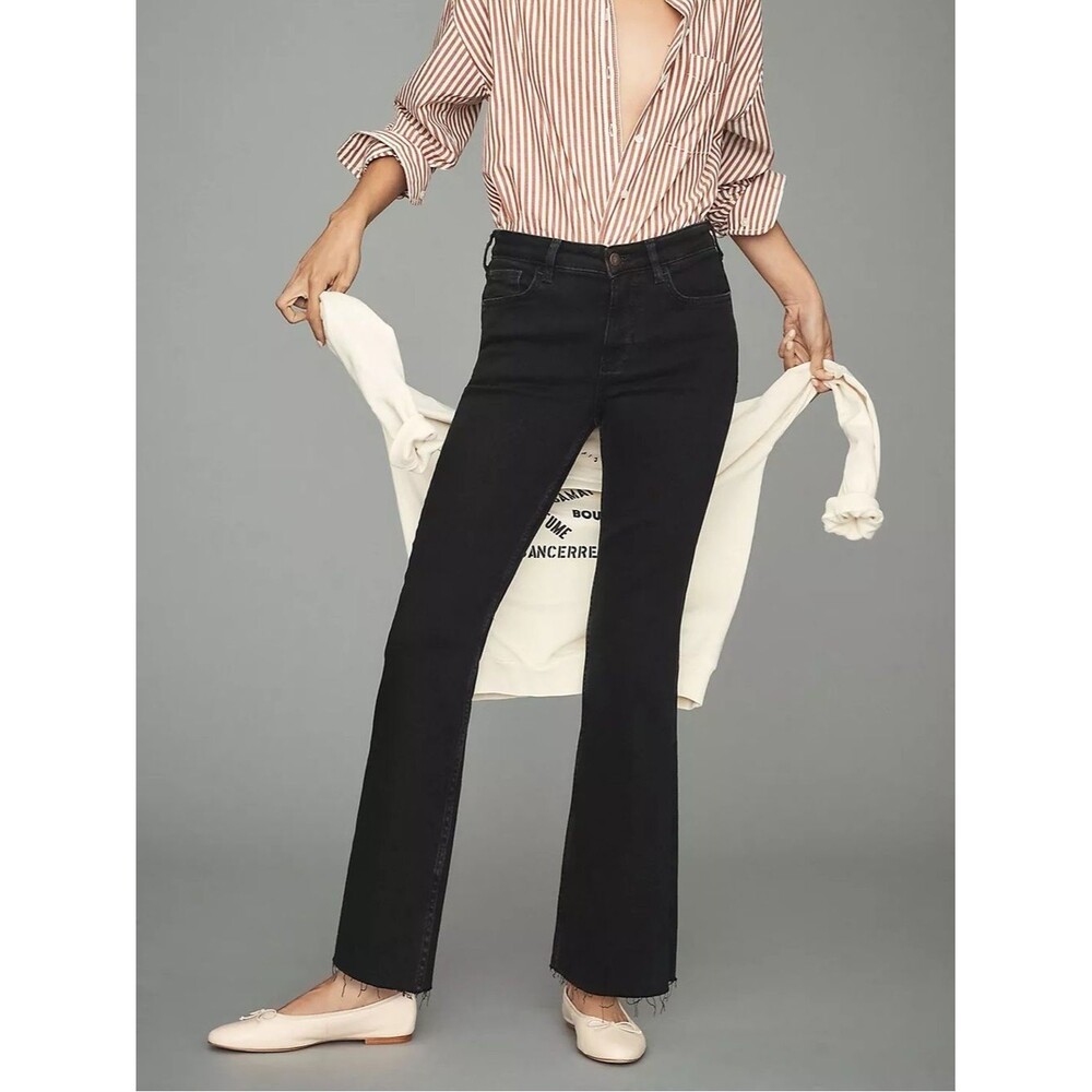 Anthropologie The Yaya Black Mid-Rise Crop Jeans by Pilcro Women’s size 32